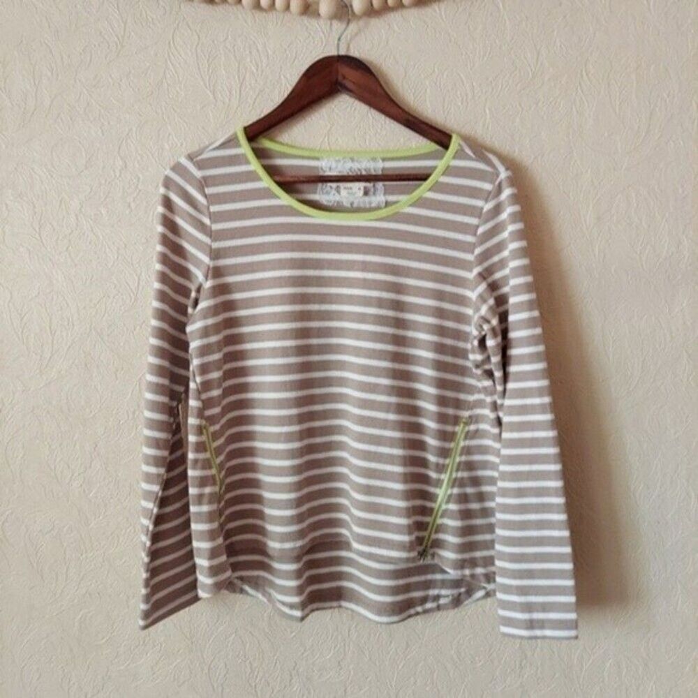 Anthropologie Lili's Closet tan striped Long Sleeve top small